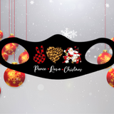 Peace Love Christmas Fitted Face Mask And Covering. Perfect for Church, family and friends. Makes a great gift and stocking stuffer!Cozy and breathable.No uncomfortable elastic to rub. Non-medical-grade,Made in USA, Washable, Reusable, Easy to speak through, non-volume-canceling