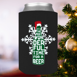 It's The Most Wonderful Time For A Beer Christmas Can Wrap. Keeps Your Beverages ICE COLD! All Standard Sized Cans. .JUST RELEASED, Limited Time Only, Not available in stores. Makes for the perfect Christmas Gift or Stocking Stuffer! Cuddle with your lover, your family or friends and enjoy a cold beverage while cuddling around the TV set, Laptop or fireplace!