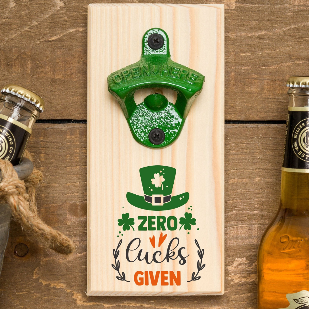 Funny St Patrick's Day Gift-Green Bottle Opener-Zero Lucks