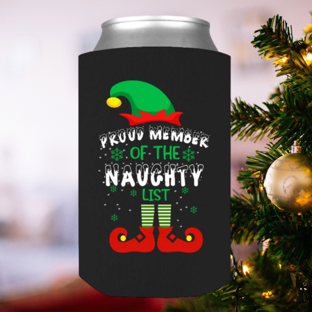 Proud Member Of The Naughty List Christmas Can Wrap. Keeps Your Beverages ICE COLD! All Standard Sized Cans. .JUST RELEASED, Limited Time Only, Not available in stores. Makes for the perfect Christmas Gift or Stocking Stuffer! Cuddle with your lover, your family or friends and enjoy a cold beverage while cuddling around the TV set, Laptop or fireplace! 