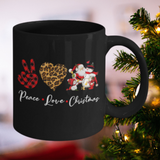 Peace Love Christmas 11 or 15 ounce Coffee Mug .JUST RELEASED, Limited Time Only, Not available in stores. Makes for the perfect Christmas Gift or Stocking Stuffer! Cuddle with your lover, your family or friends and enjoy a hot (or cold) beverage while cuddling around the TV set, Laptop or fireplace! Text is I want to drink Hot Chocolate and Watch Christmas Movies with you.