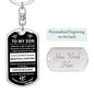 To My Son Gift From Mom or Dad - Inspirational Swivel Dog Tag Keychain