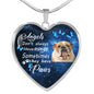 Angels don't always have wings sometimes they have paws luxury heart pendant necklace with engraving on the back option color silver Dog Breed is Bulldog