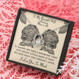 She deserves this Forever Heart Necklace Gift with heartfelt message.14k white gold over stainless steel. Zirconia crystal with smaller cubic zirconia. Message card that reads: " To my beautiful wife and radiant mom to be, It makes me smile knowing that our sweet little baby is half me and half the person I love. I love you so much.