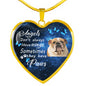Angels don't always have wings sometimes they have paws luxury heart pendant necklace with engraving on the back option color gold Dog Breed is Bulldog