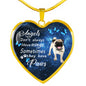 Angels don't always have wings sometimes they have paws luxury heart pendant necklace with engraving on the back option color gold Dog Breed is Pug