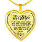 TO MY WIFE A LUXURY HEART NECKLACE WITH A HEART FELT MESSAGE GIFT BOX INCLUDED ENGRAVING ON BACK OPTION COLOR GOLD