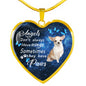 Angels don't always have wings sometimes they have paws luxury heart pendant necklace with engraving on the back option color silver Dog Breed is Chihuahua