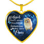 Angels don't always have wings sometimes they have paws luxury heart pendant necklace with engraving on the back option color silver Dog Breed is Pomeranian