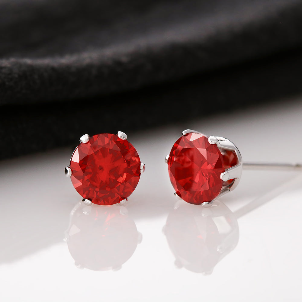 Ruby Red Cubic Zirconia 6mm Earrings