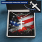 Personalized Independence Day Cross Necklace Gift For Husband