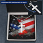 Personalized Independence Day Cross Necklace Gift For Husband