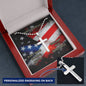Personalized Independence Day Cross Necklace Gift For Husband