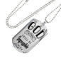 FOR WITH GOD NOTHING SHALL BE IMPOSSIBLE LUKE 1:37 LUXURY DOG TAG NECKLACE WITH ENGRAVING OPTION AND GIFT BOX COLOR SILVER