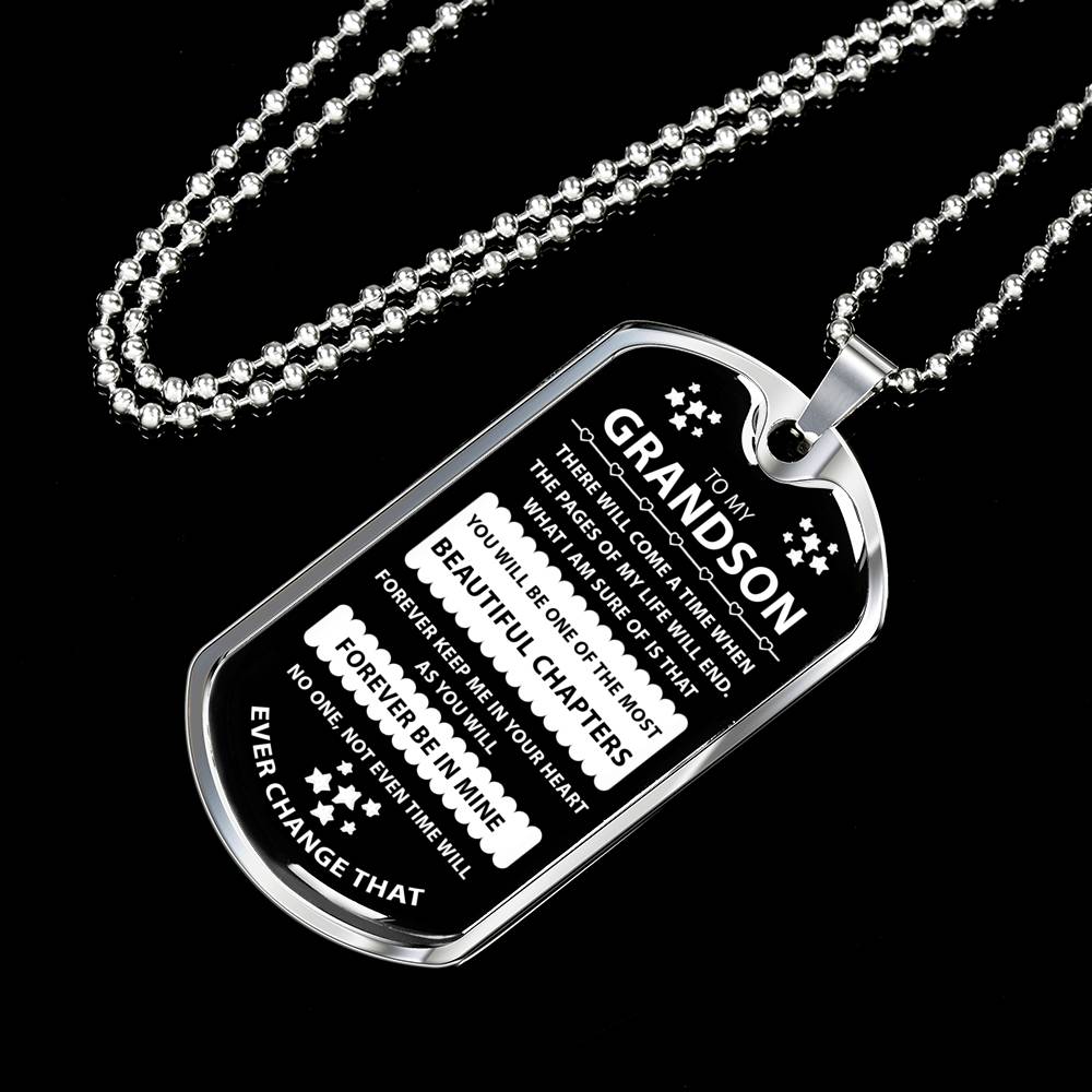 To My Grandson Gift From Grandparent - Inspirational Dog Tag Necklace