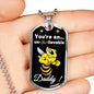 YOU'RE AN UN BEE LIEVABLE DADDY LUXURY MILITARY STYLE DOG TAG NECKLACE WITHENGRAVING OPTION AND FREE GIFT BOW COLOR SILVER