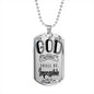 FOR WITH GOD NOTHING SHALL BE IMPOSSIBLE LUKE 1:37 LUXURY DOG TAG NECKLACE WITH ENGRAVING OPTION AND GIFT BOX COLOR SILVER