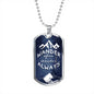 The perfect Men's Dog Tag Necklace Gift. "Wander Often, Wander Always" , Can be personalized. Shatterproof liquid glass coating. Silver, Gold finish. Necklace: 24", Dog Tag: 1.1"x2"