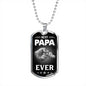 BEST PAPA EVER LUXURY DOG TAG FOR FATHER'S DAY COL SILVER