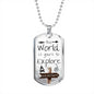 The perfect Men's Dog Tag Necklace Gift. "The world is yours to explore, adventure". Can be personalized. Shatterproof liquid glass coating. Silver, Gold finish. Necklace: 24", Dog Tag: 1.1"x2"