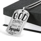 FOR WITH GOD NOTHING SHALL BE IMPOSSIBLE LUKE 1:37 LUXURY DOG TAG NECKLACE WITH ENGRAVING OPTION AND GIFT BOX COLOR SILVER