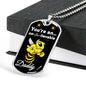YOU'RE AN UN BEE LIEVABLE DADDY LUXURY MILITARY STYLE DOG TAG NECKLACE WITHENGRAVING OPTION AND FREE GIFT BOW COLOR SILVER