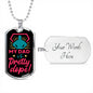 MY DAD IS PRETTY DOPE LUXURY MILITARY STYLE DOG TAG NECKLACE WITH ENGRAVING OPTION  COLOR SILVER