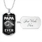 BEST PAPA EVER LUXURY DOG TAG FOR FATHER'S DAY COL SILVER WITH ENGRAVING OPTION