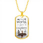 The perfect Men's Dog Tag Necklace Gift. "The world is yours to explore, adventure". Can be personalized. Shatterproof liquid glass coating. Silver, Gold finish. Necklace: 24", Dog Tag: 1.1"x2"