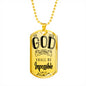 FOR WITH GOD NOTHING SHALL BE IMPOSSIBLE LUKE 1:37 LUXURY DOG TAG NECKLACE WITH ENGRAVING OPTION AND GIFT BOX COLOR GOLD