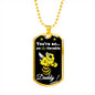 YOU'RE AN UN BEE LIEVABLE DADDY LUXURY MILITARY STYLE DOG TAG NECKLACE WITHENGRAVING OPTION AND FREE GIFT BOW COLOR GOLD