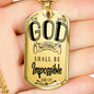 FOR WITH GOD NOTHING SHALL BE IMPOSSIBLE LUKE 1:37 LUXURY DOG TAG NECKLACE WITH ENGRAVING OPTION AND GIFT BOX COLOR GOLD
