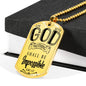 FOR WITH GOD NOTHING SHALL BE IMPOSSIBLE LUKE 1:37 LUXURY DOG TAG NECKLACE WITH ENGRAVING OPTION AND GIFT BOX COLOR GOLD