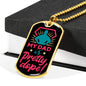 MY DAD IS PRETTY DOPE LUXURY MILITARY STYLE DOG TAG NECKLACE WITH ENGRAVING OPTION AND FREE GIFT BOX COLOR GOLD