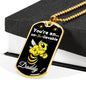 YOU'RE AN UN BEE LIEVABLE DADDY LUXURY MILITARY STYLE DOG TAG NECKLACE WITHENGRAVING OPTION AND FREE GIFT BOW COLOR GOLD