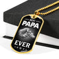 BEST PAPA EVER LUXURY DOG TAG FOR FATHER'S DAY COL GOLD WITH A GIFT BOX