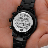 Engraved Watch Gift For Son From Mom, Dad - Change The World
