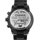 Engraved Watch Gift For Son From Mom, Dad - Change The World