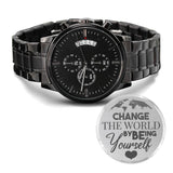 Engraved Watch Gift For Son From Mom, Dad - Change The World