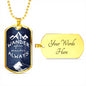 The perfect Men's Dog Tag Necklace Gift. "Wander Often, Wander Always" , Can be personalized. Shatterproof liquid glass coating. Silver, Gold finish. Necklace: 24", Dog Tag: 1.1"x2"
