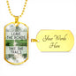 The perfect Men's Dog Tag Necklace Gift. " Leave the roads, Take the trails ", Can be personalized. Shatterproof liquid glass coating. Silver, Gold finish. Necklace: 24", Dog Tag: 1.1"x2"