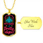 MY DAD IS PRETTY DOPE LUXURY MILITARY STYLE DOG TAG NECKLACE WITH ENGRAVING OPTION  COLOR GOLD