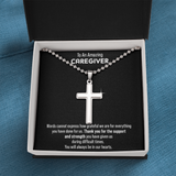 Gift For Caregiver - We Are So Grateful Message Card Cross Necklace For Men