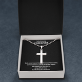 Gift For Caregiver - We Are So Grateful Message Card Cross Necklace For Men