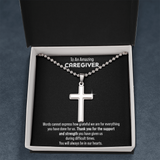 Gift For Caregiver - We Are So Grateful Message Card Cross Necklace For Men