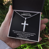 Gift For Caregiver - We Are So Grateful Message Card Cross Necklace For Men