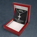 Gift For Caregiver - We Are So Grateful Message Card Cross Necklace For Men