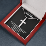 Gift For Caregiver - We Are So Grateful Message Card Cross Necklace For Men