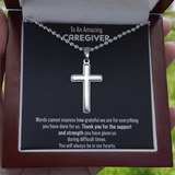 Gift For Caregiver - We Are So Grateful Message Card Cross Necklace For Men
