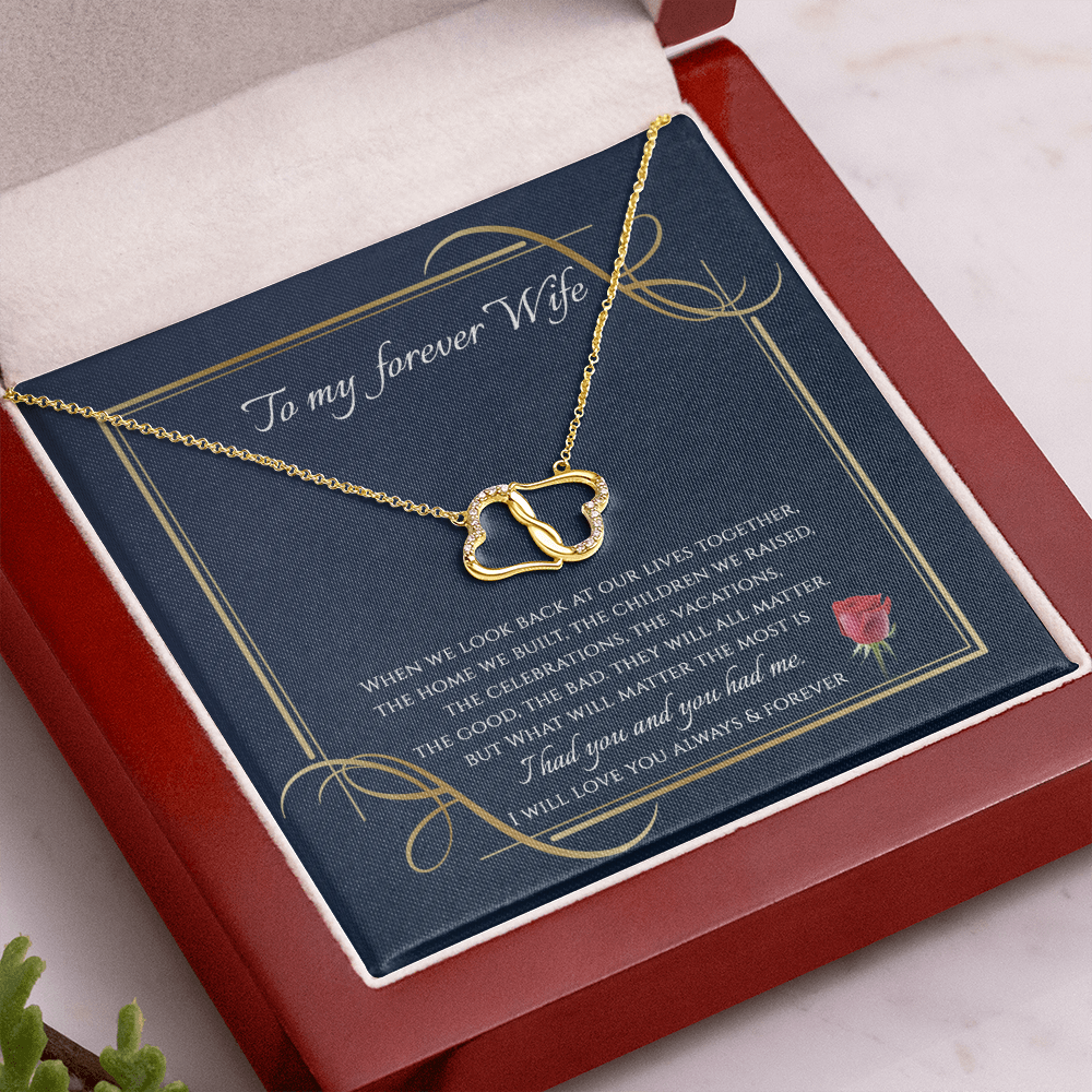 To My Wife Jewelry Gift - I will Love You Until The End Gold Hearts Necklace